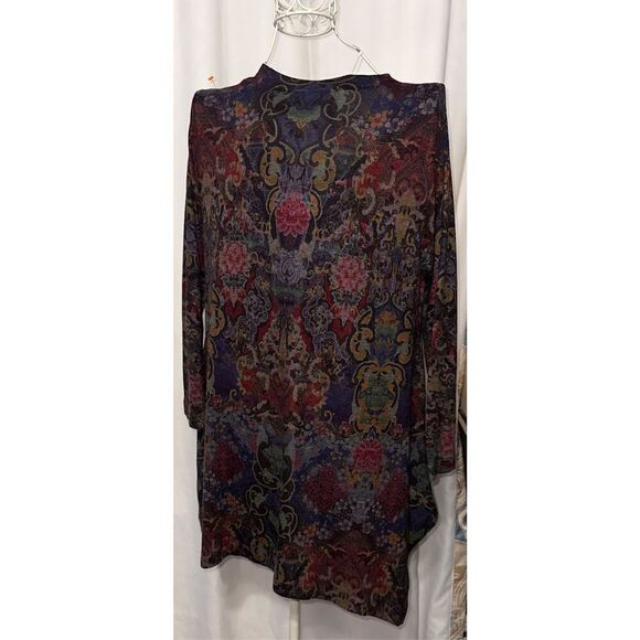 Soft Surroundings Pari Paisley Knit Tunic Top Blue Longline lightweight Sweater - Picture 5 of 8